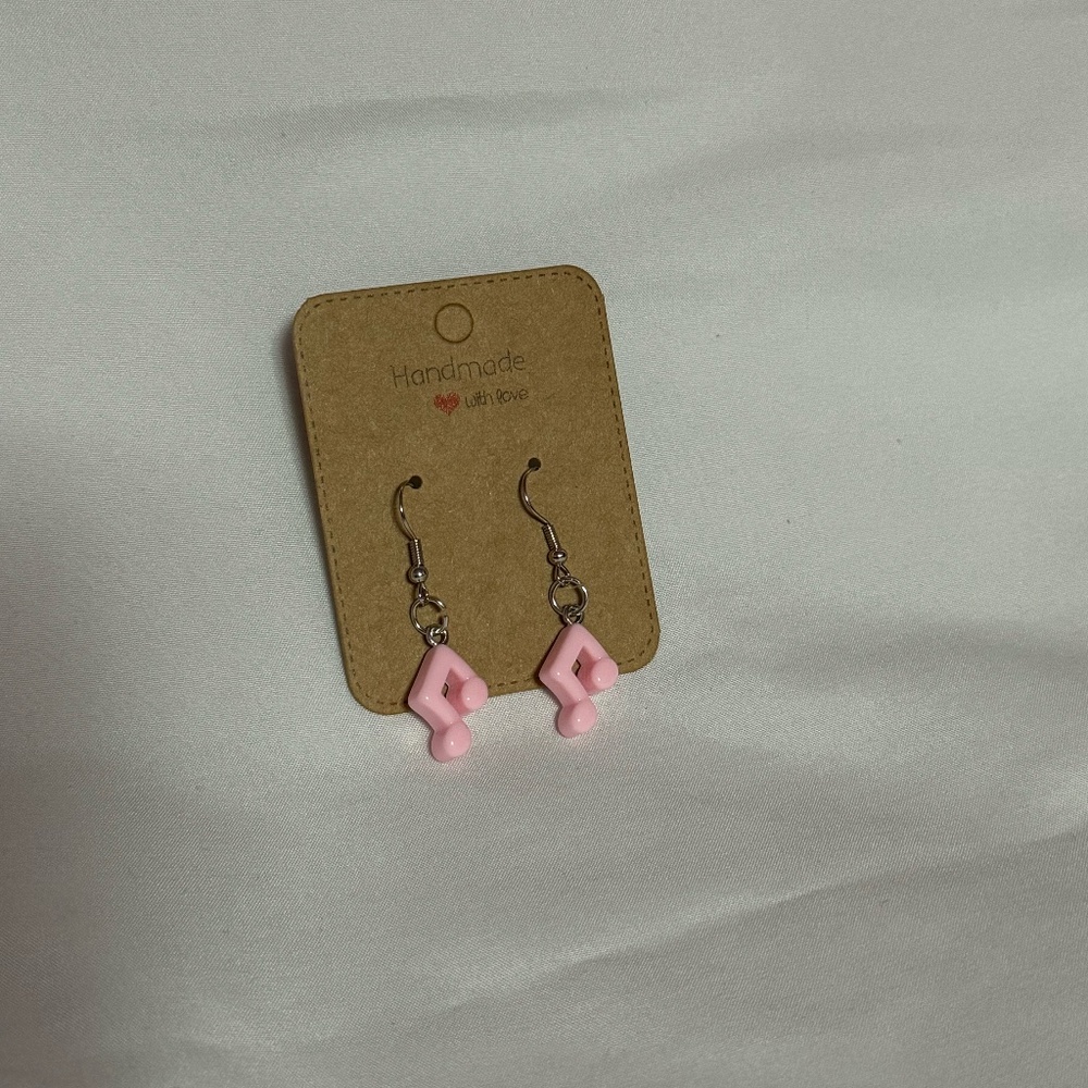 Handmade Light Pink Music Note Earrings